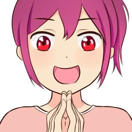 紫色头发，橘红色眼睛和上衣的男孩头像