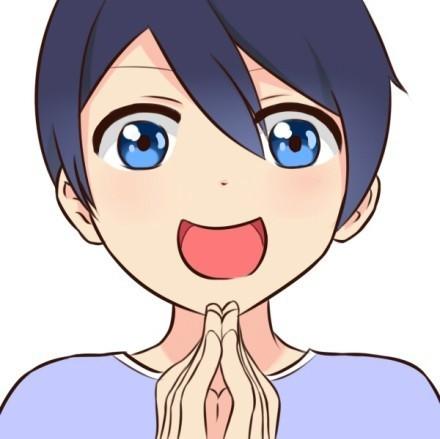 蓝色头发，蓝色眼睛和上衣的男孩头像