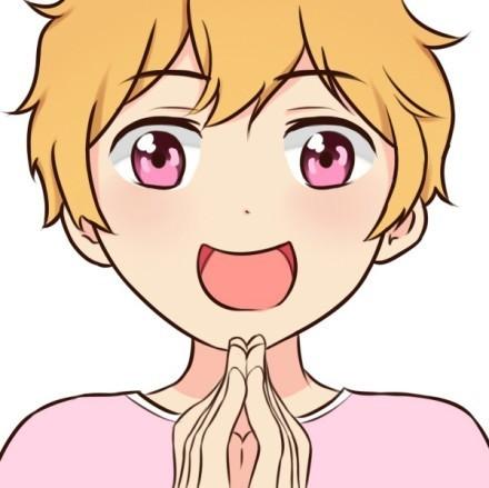 金色头发，粉色眼睛和上衣的男孩头像