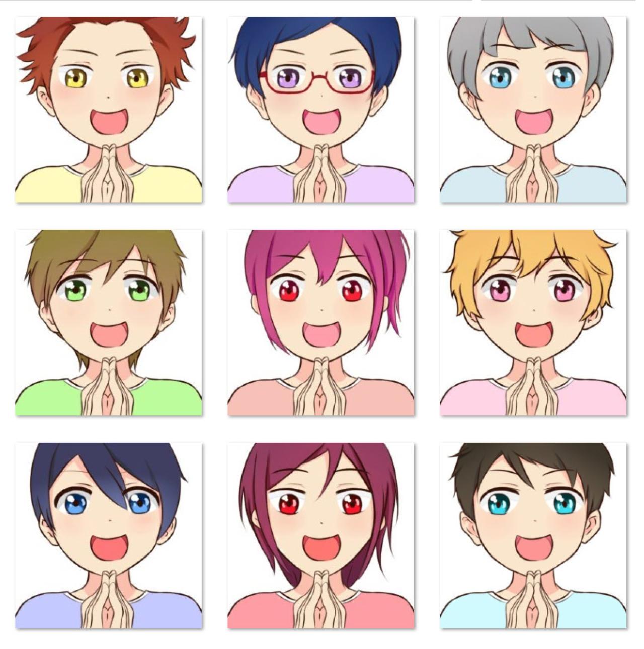 九种颜色眼睛的可爱男孩头像 预览图