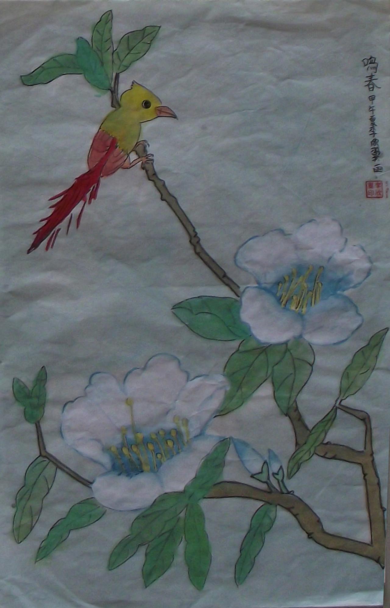 鸣春 甲午年夏 李欣翼画