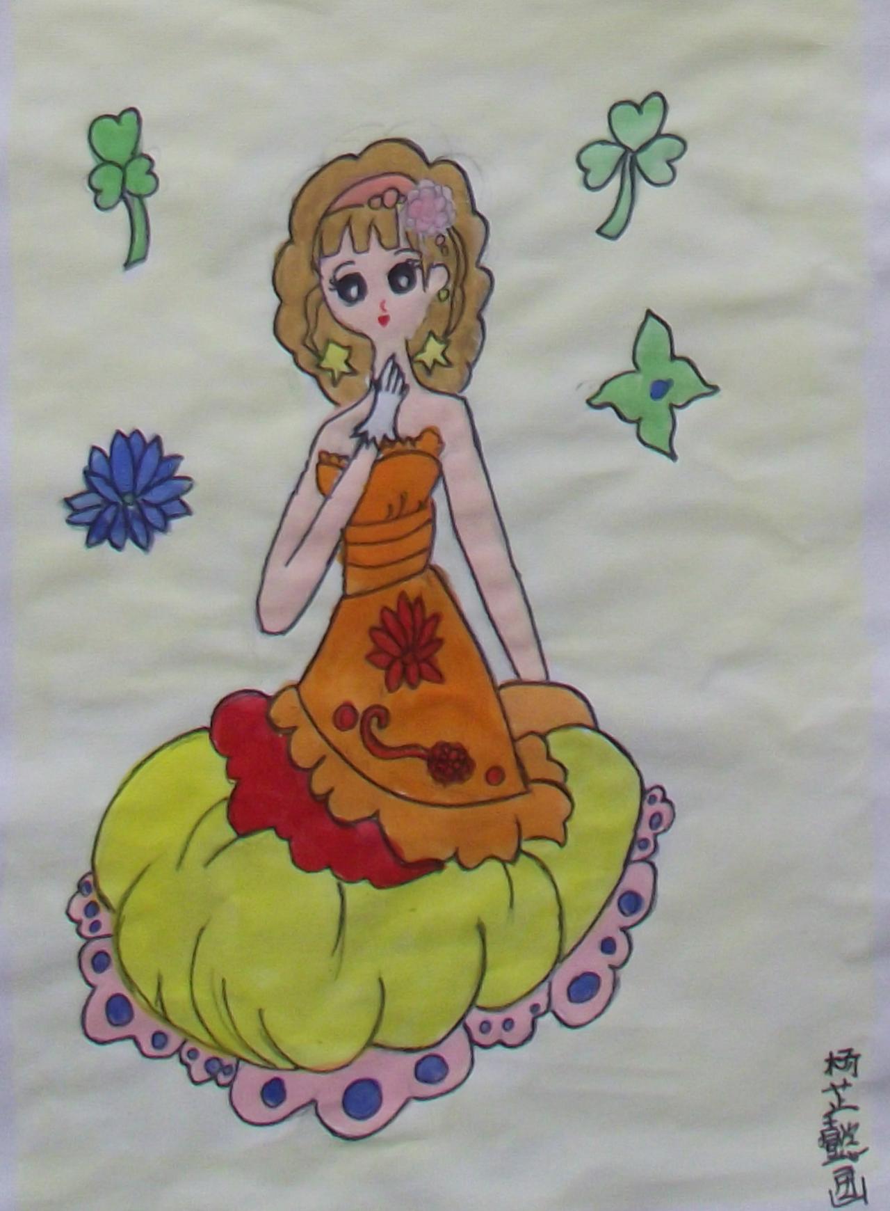 穿礼服的少女 杨芷懿画