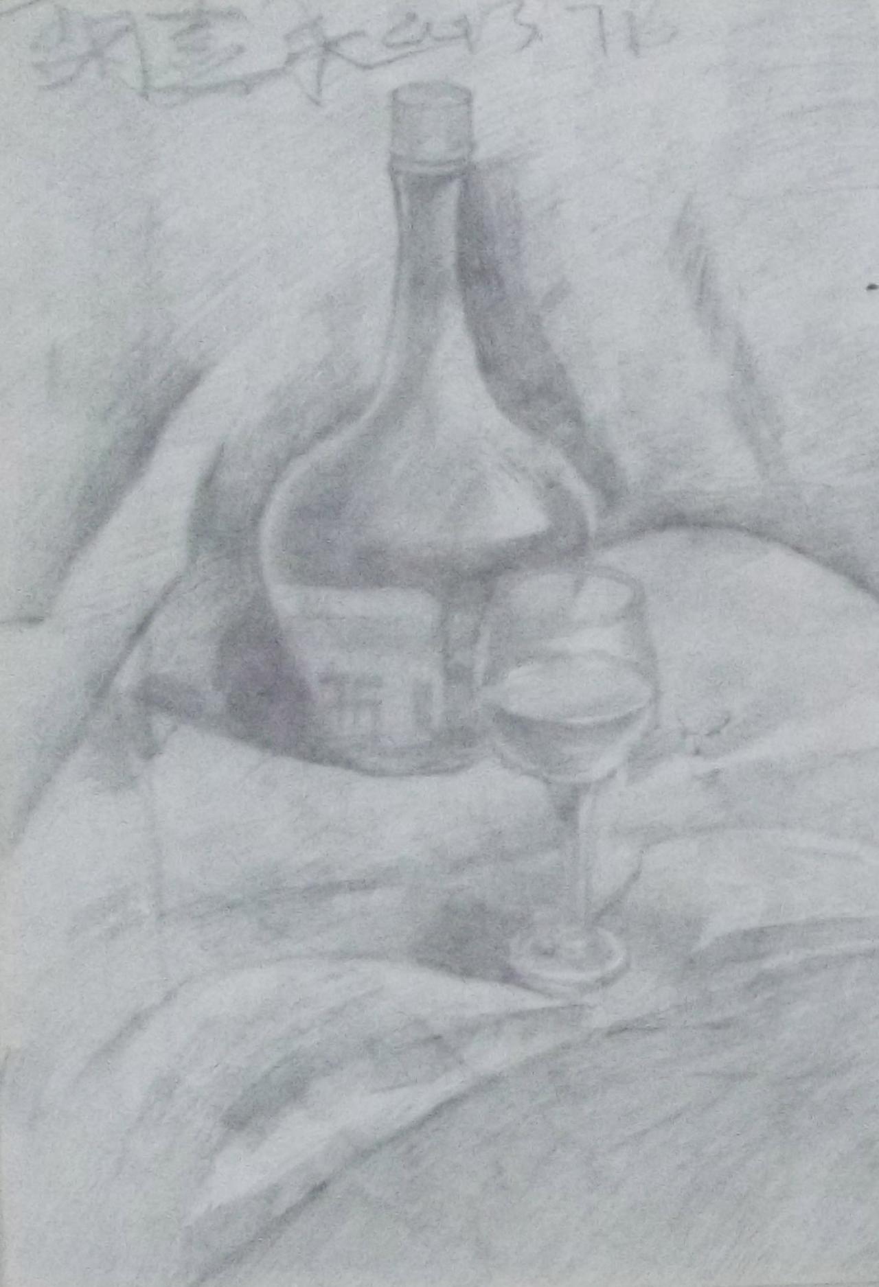 红酒和酒杯  胡嘉承画