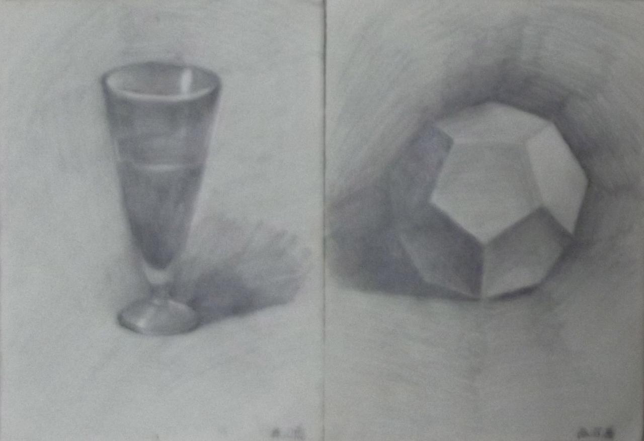 酒杯和石膏多面体 张江禹画