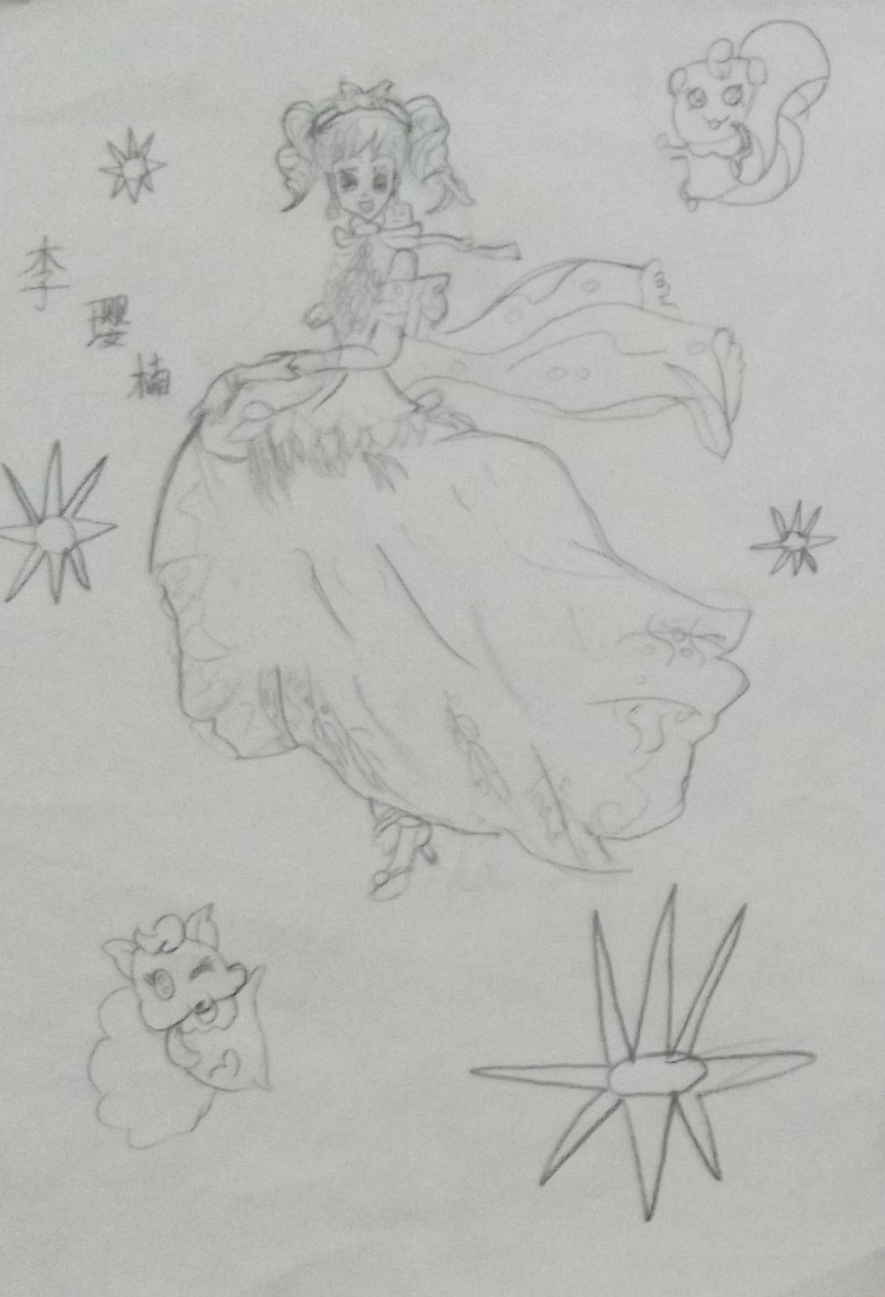 女孩和精灵 李璎楠画