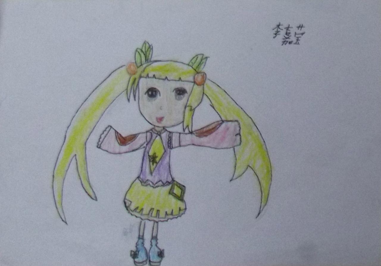 马尾少女 李嘉莹画