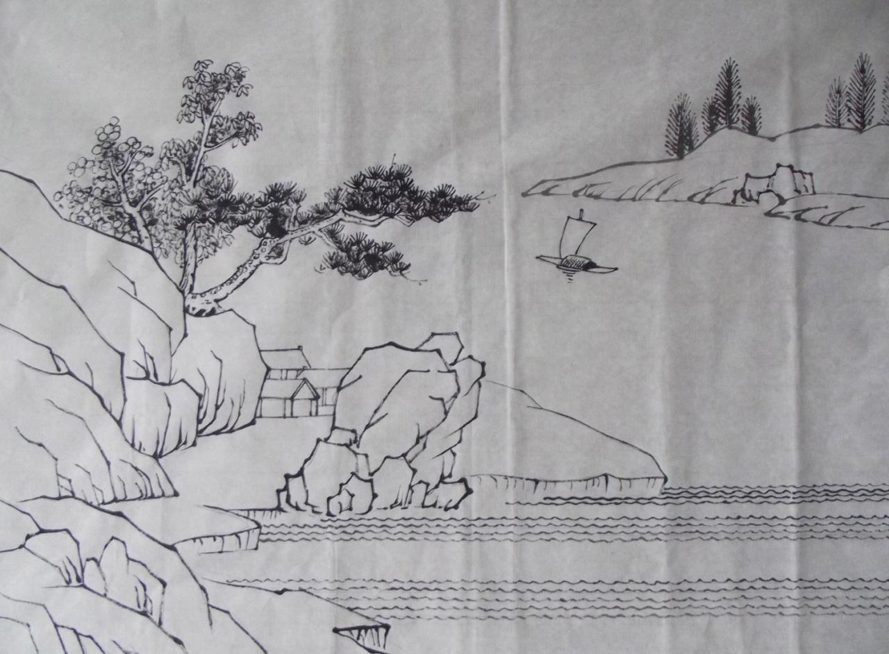 第一步,勾墨线稿