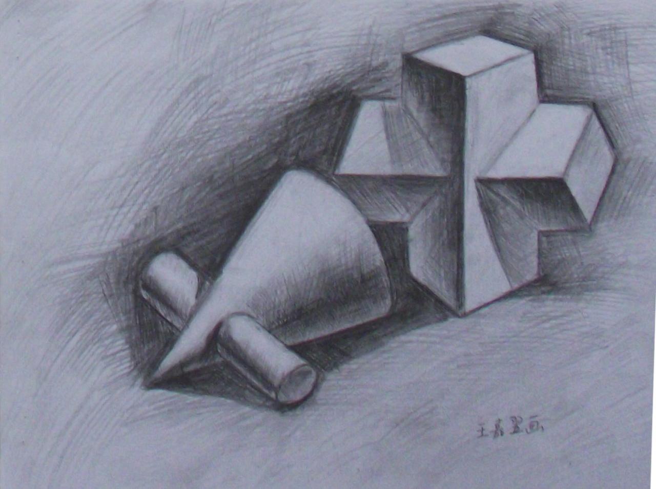 石膏几何体 王嘉翼画