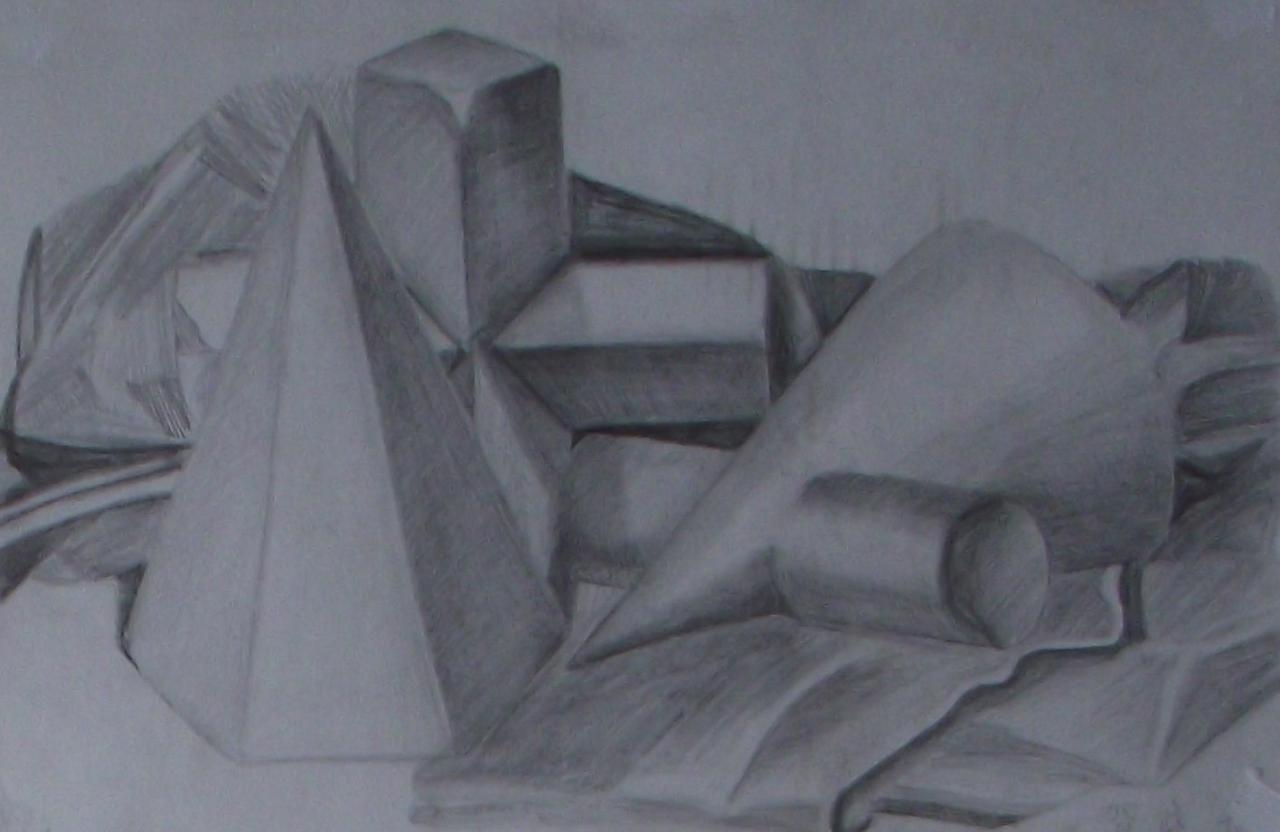 石膏几何体 贺晓飞画