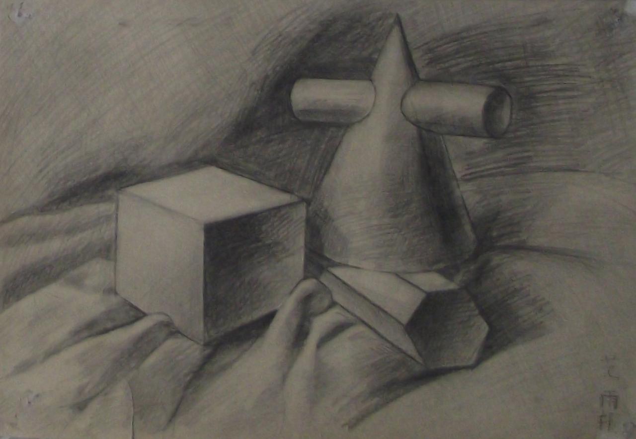 石膏几何体 范雨轩画