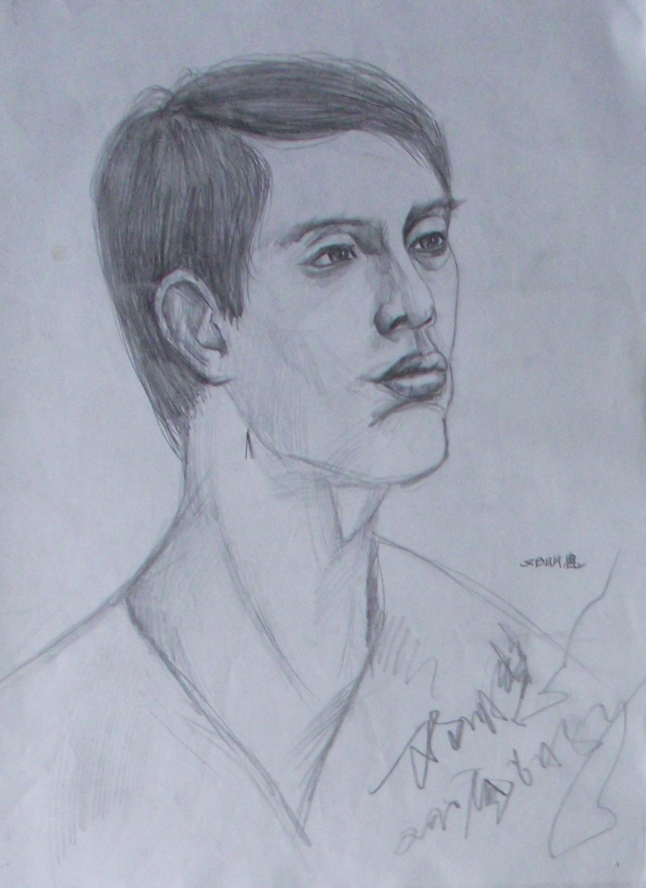 青年男子头像 邓明惠画