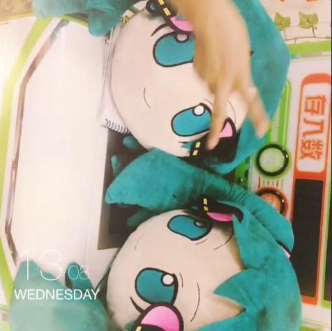 两只初音未来大头抱枕