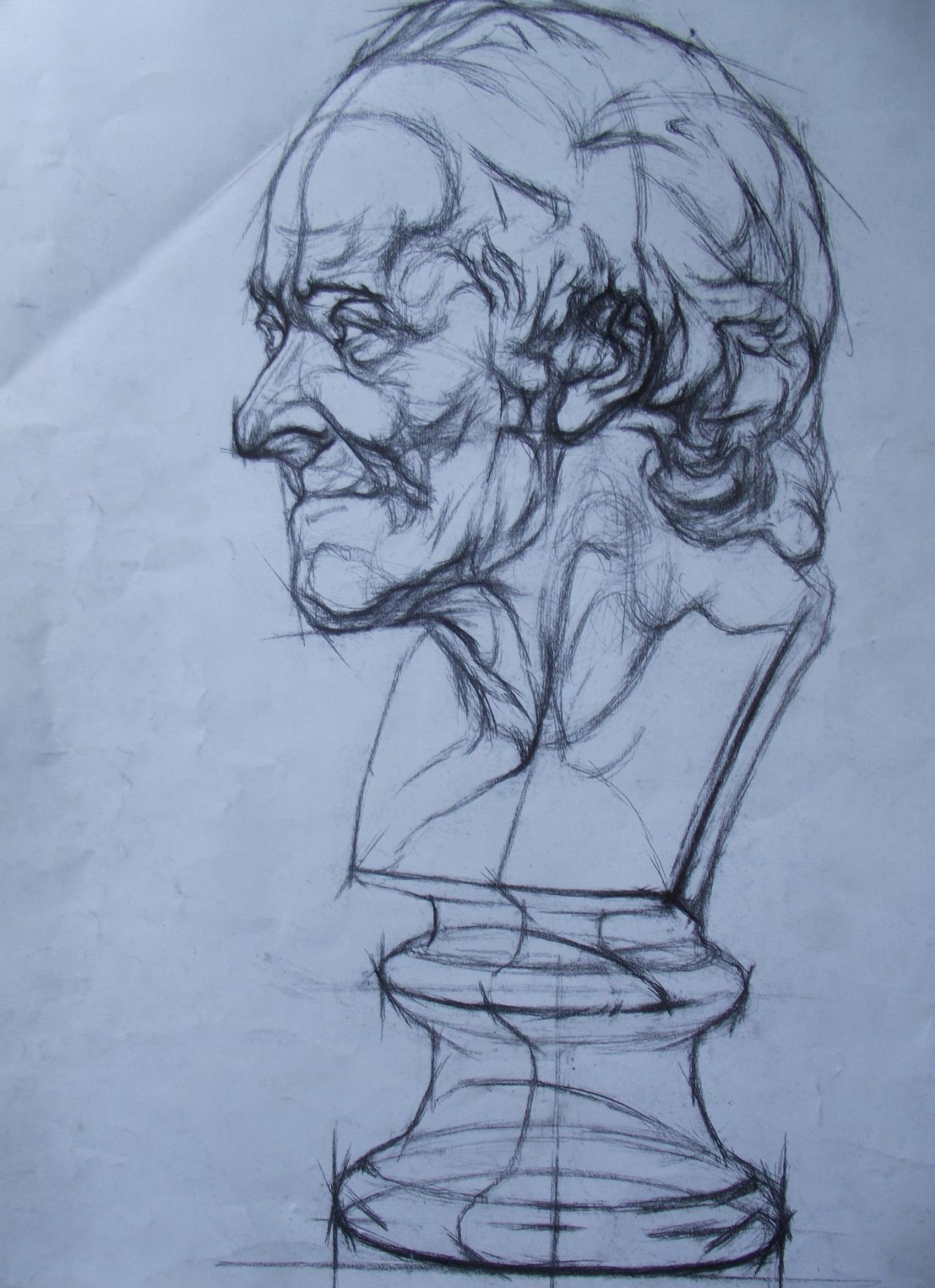 石膏头像结构素描 吴老师画