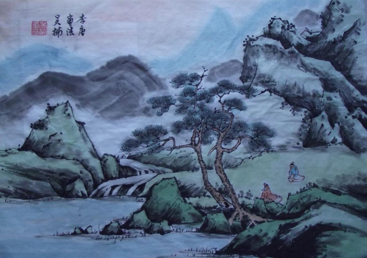 山水教程之李唐山水画教程完成稿 吴老师画
