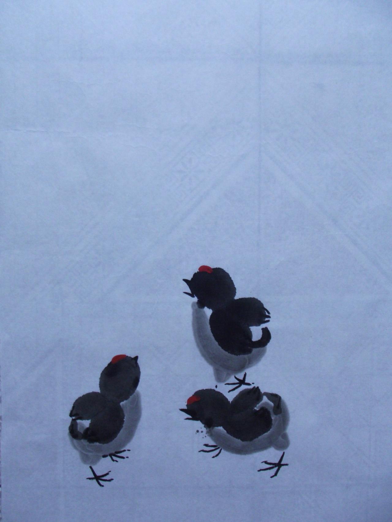 第三步，画腿、眼睛、嘴巴和鸡冠子