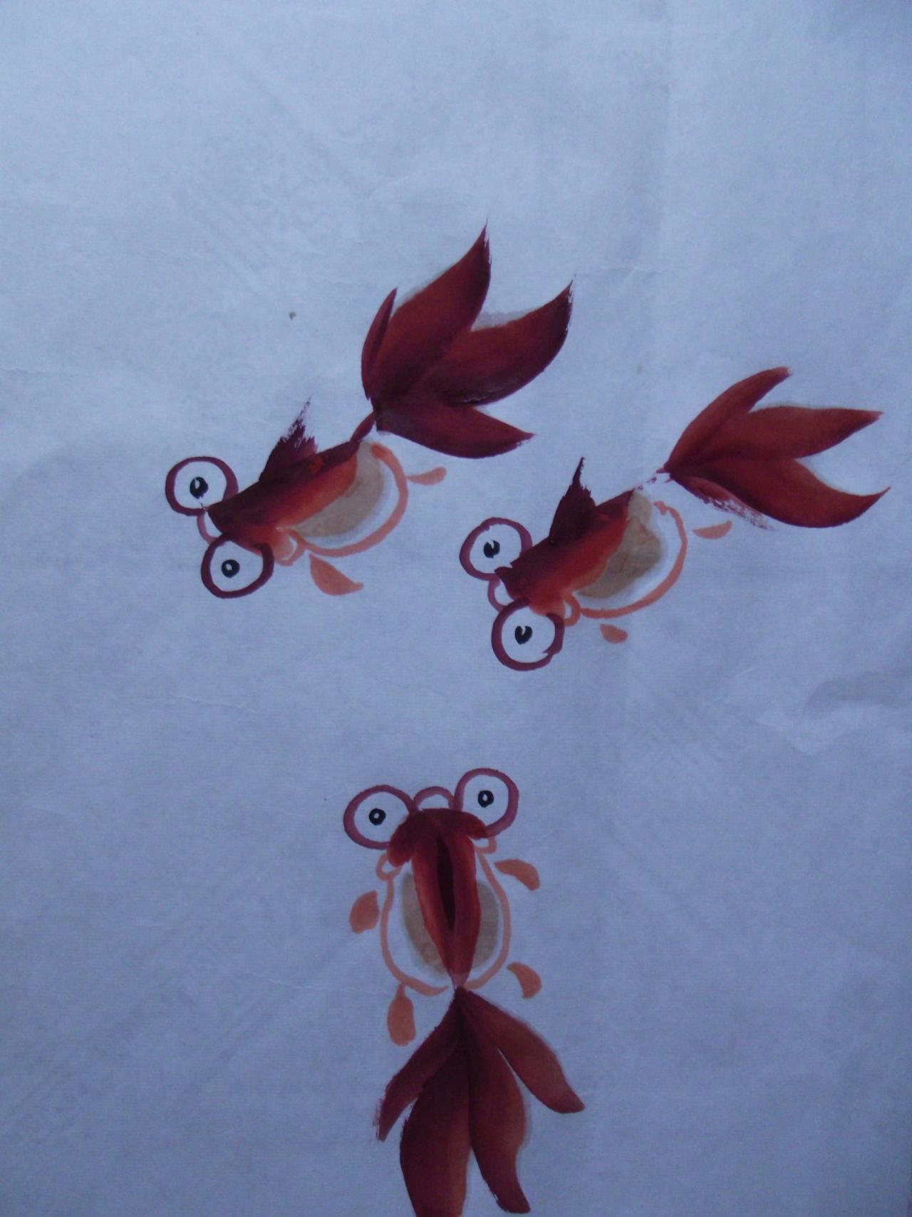 第四步，画鱼的尾巴，点睛