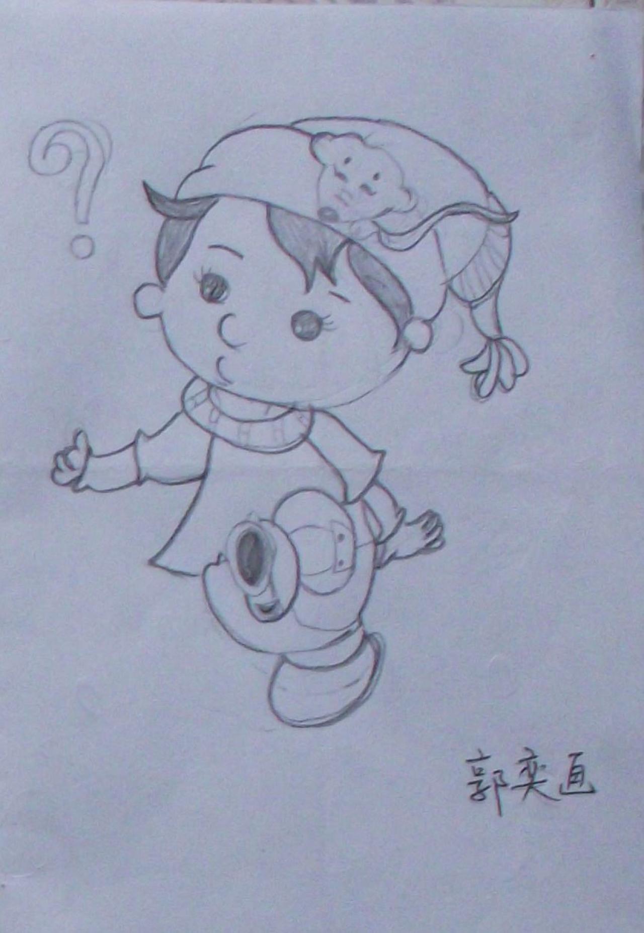 飞跑的小女孩 郭奕画