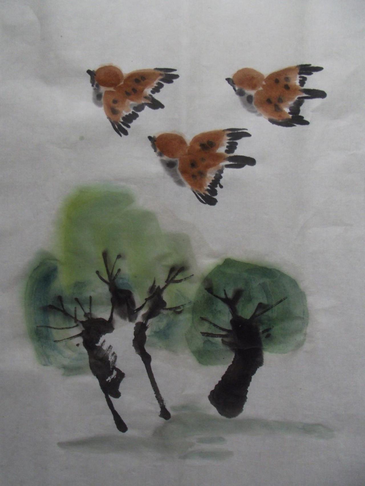 麻雀和两棵小树 一空一实