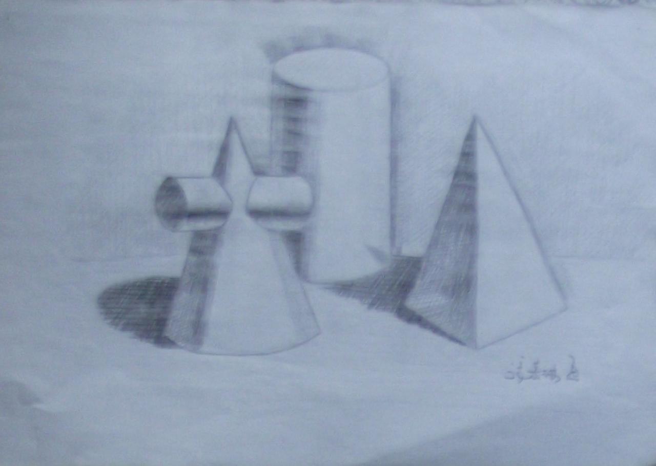 石膏几何体 张嘉琳画