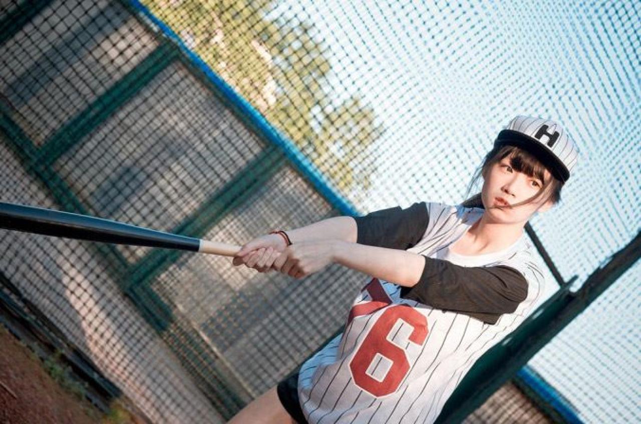 馋宝宝挥杆后的正面照