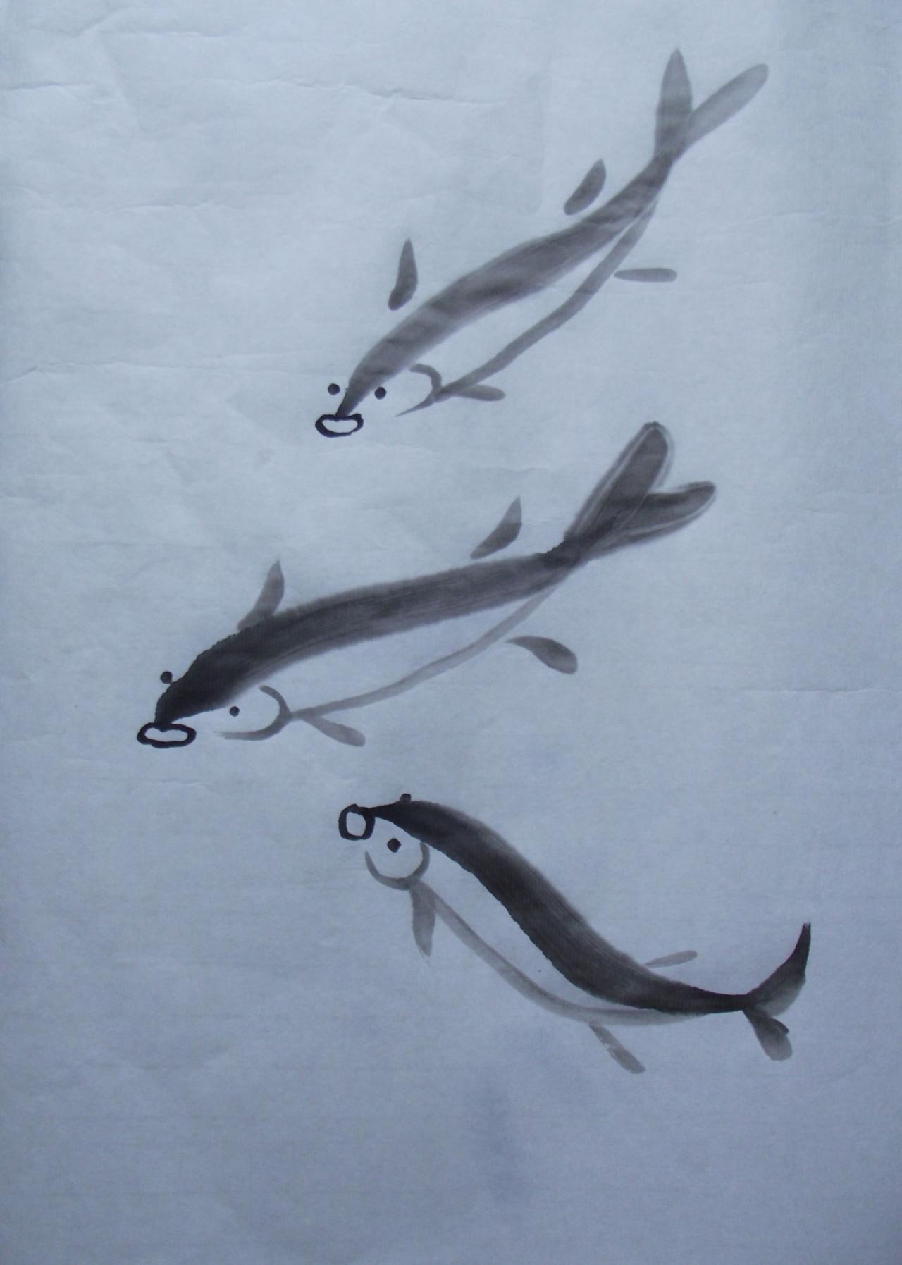 第四步，画鱼嘴和鱼眼