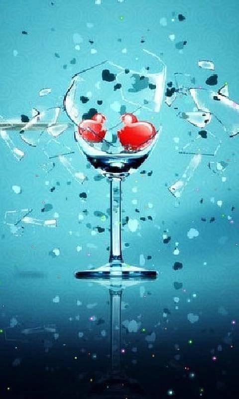 普通手机上部屏碎玻璃杯主题壁纸