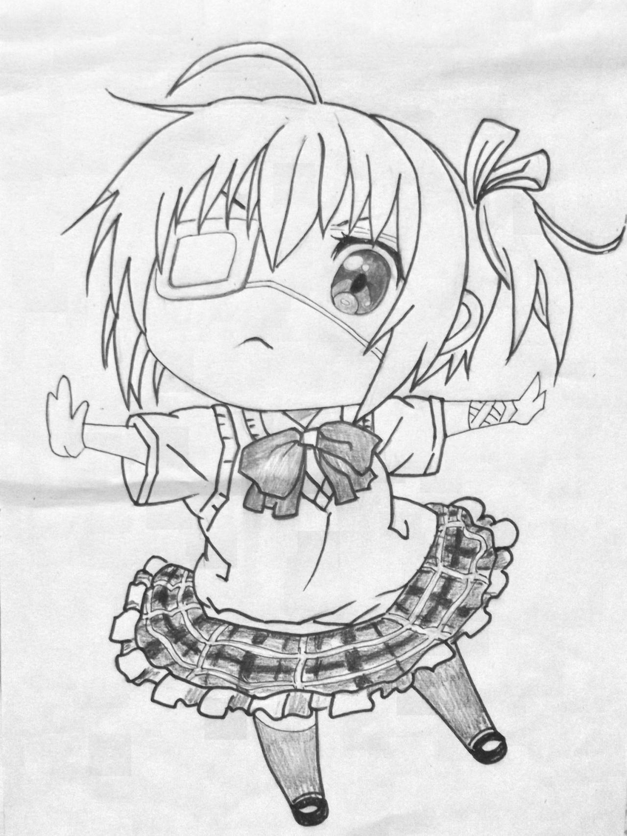 小鸟游六花手绘线稿教程完成稿