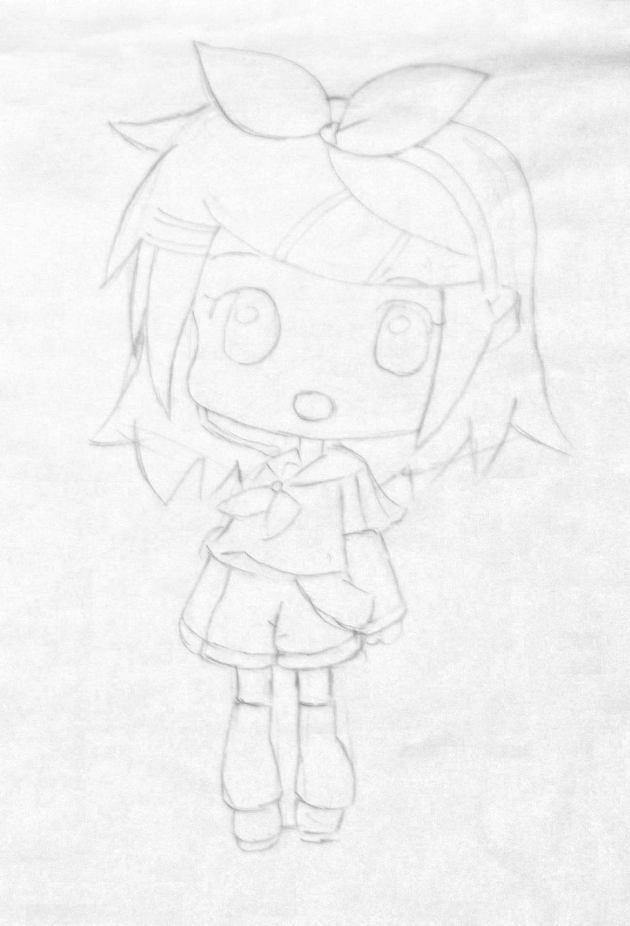 第二步，简单画出镜音铃身体各部分的结构