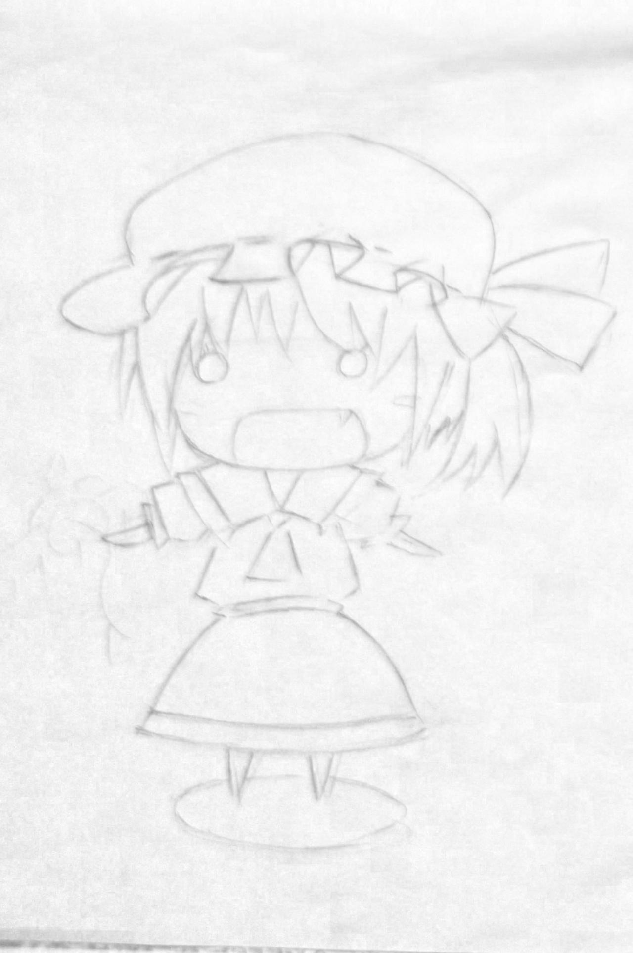 第二步,简单勾勒出芙兰朵露·斯卡雷特各部分比例关系