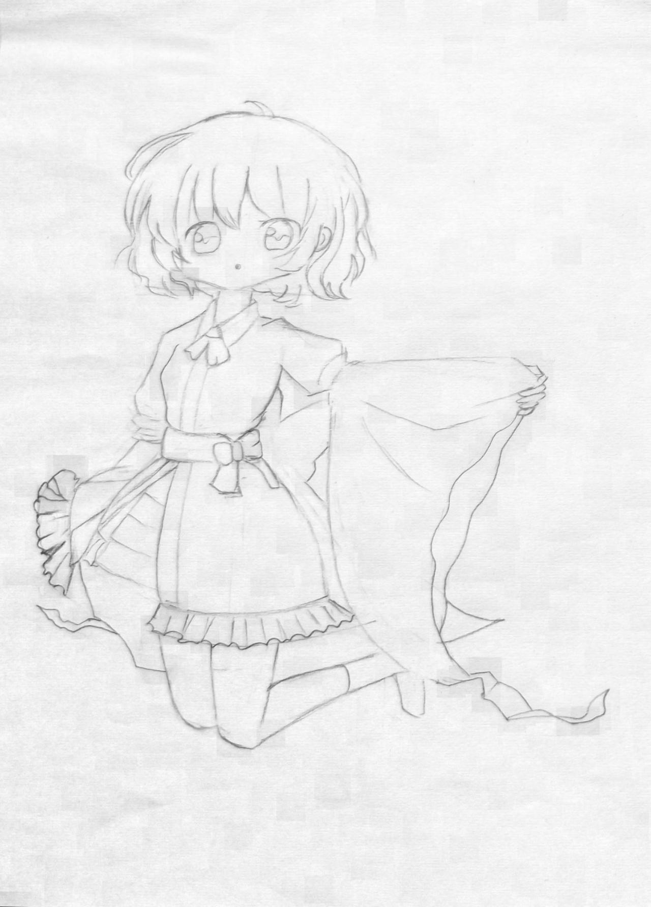 第二步,简单勾画出西行寺幽幽子的大体结构