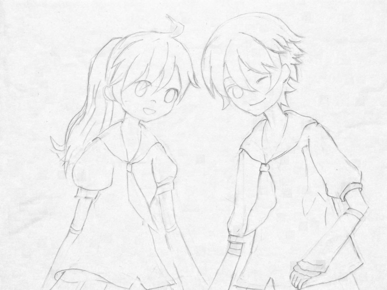 第二步，简答勾勒出镜音双子的各部分结构关系