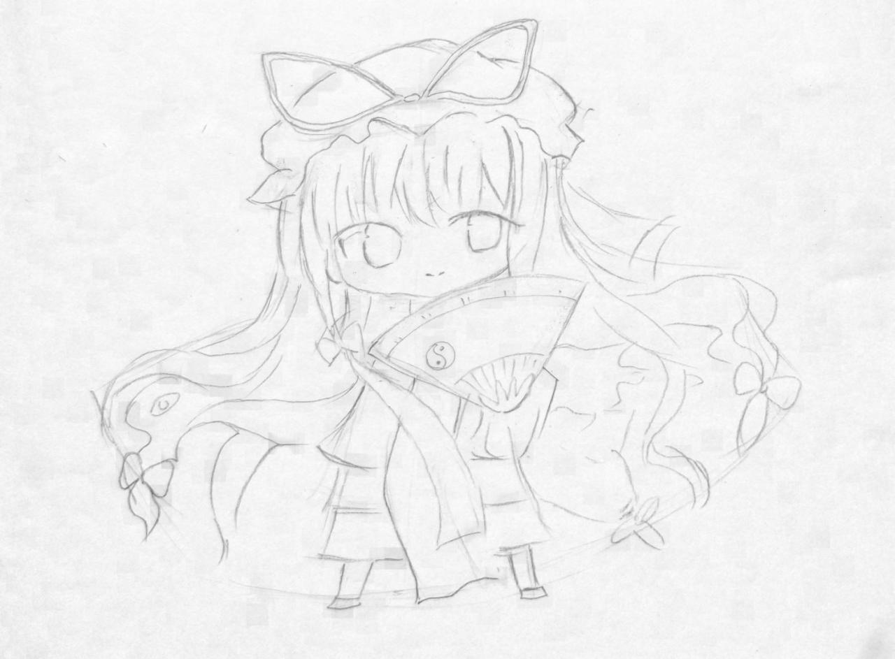 第二步,简单勾勒出八云紫的各部分结构