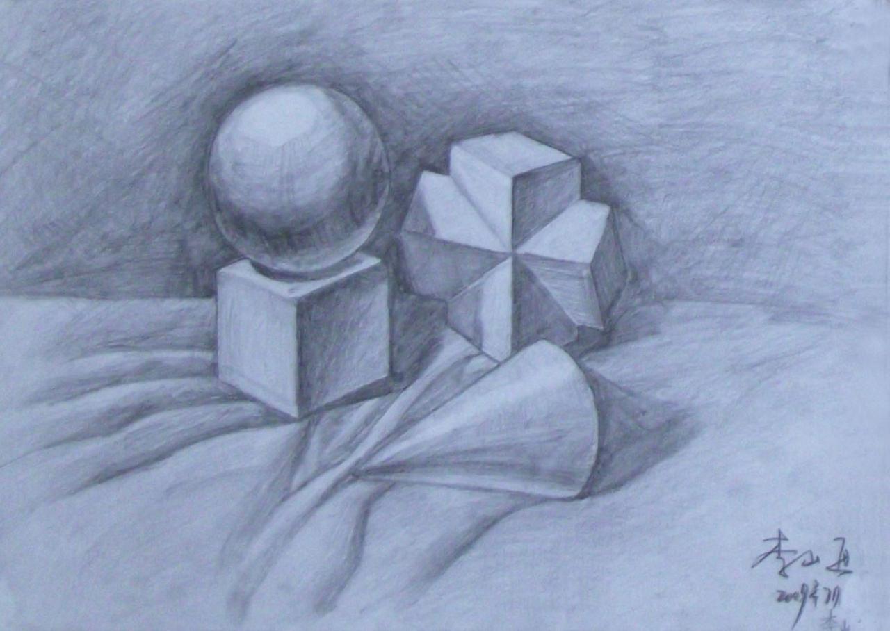 石膏几何体 李山画