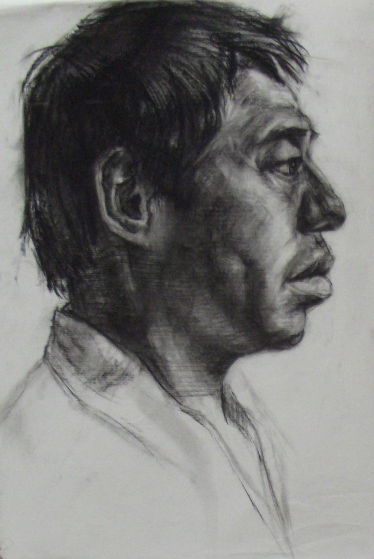 老年男子侧面头像 彭老师画