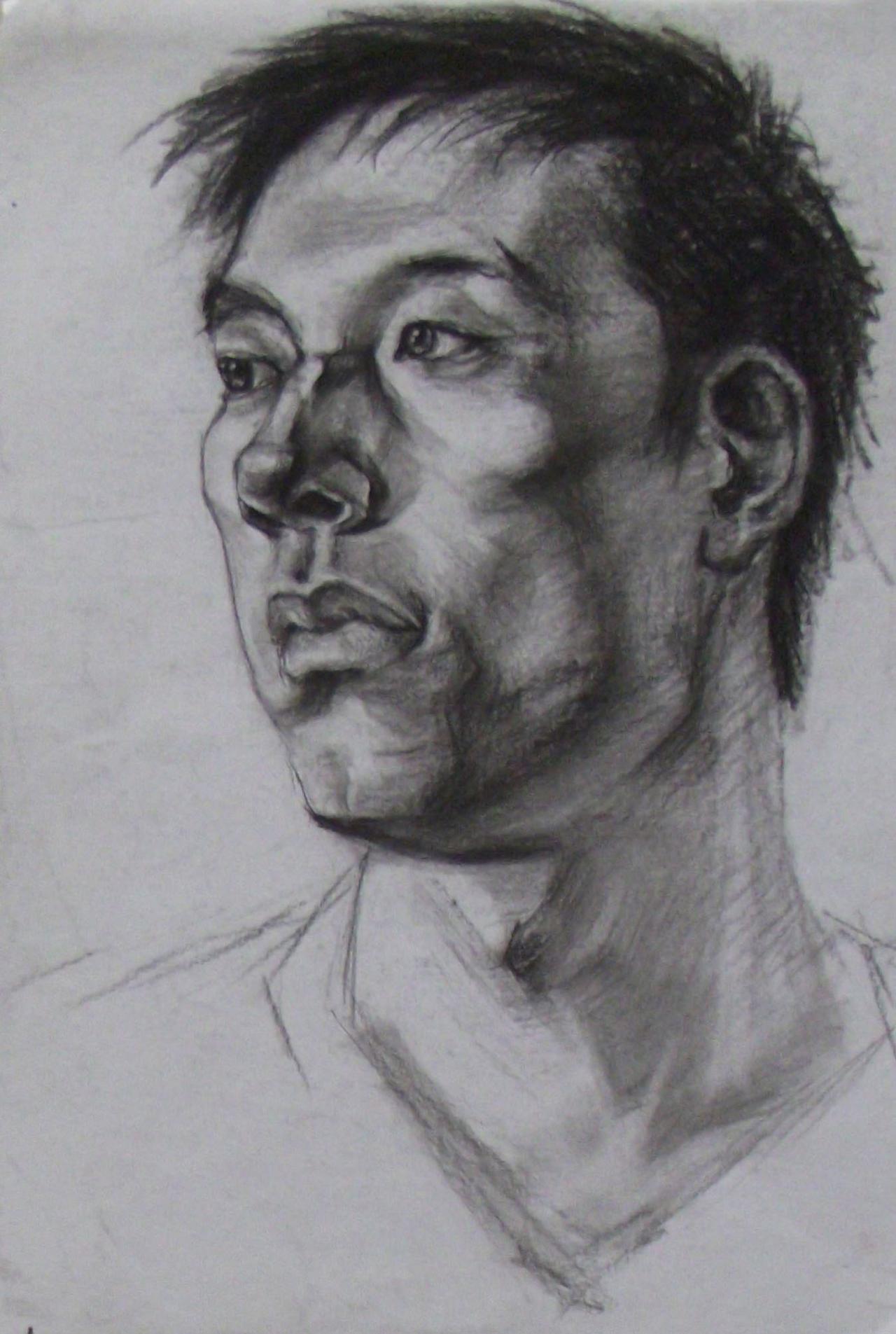 青年男子侧脸头像 彭老师画