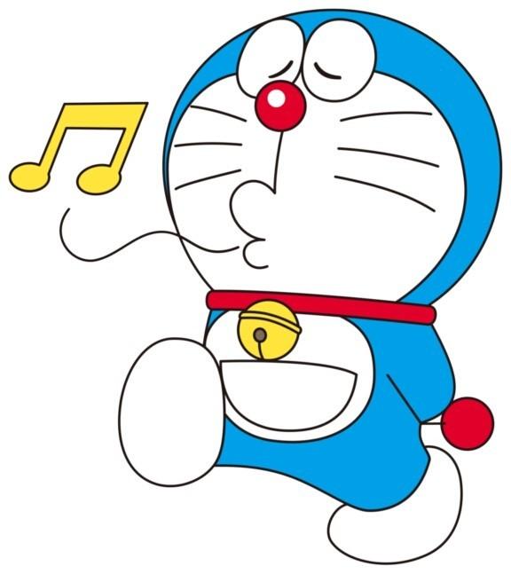 哆啦A梦手背后，哼着小曲散步