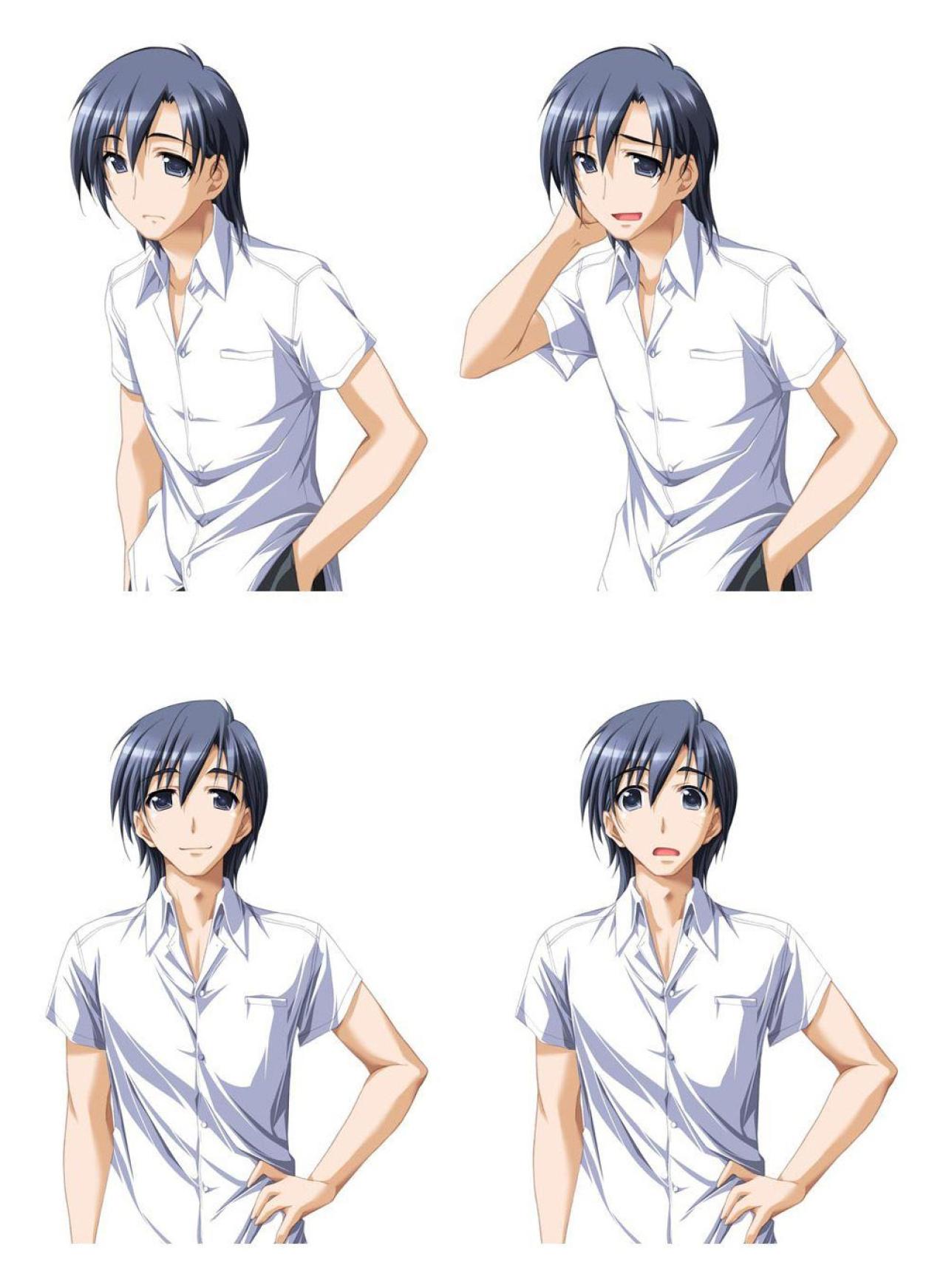 明日的七海和你相逢和也蓝短发白衬衫男生人物立绘 预览图