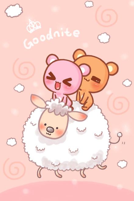 小米和小悠　骑绵羊　 Goodnite 手机壁纸