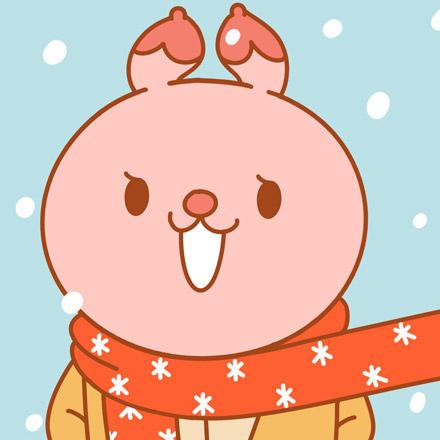 下雪了，米斯兔围着围巾
