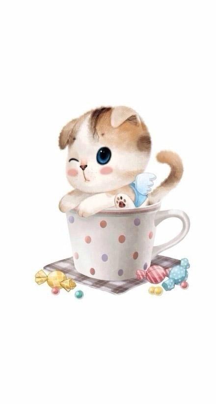 扒在杯子口的折耳茶杯猫 手机壁纸