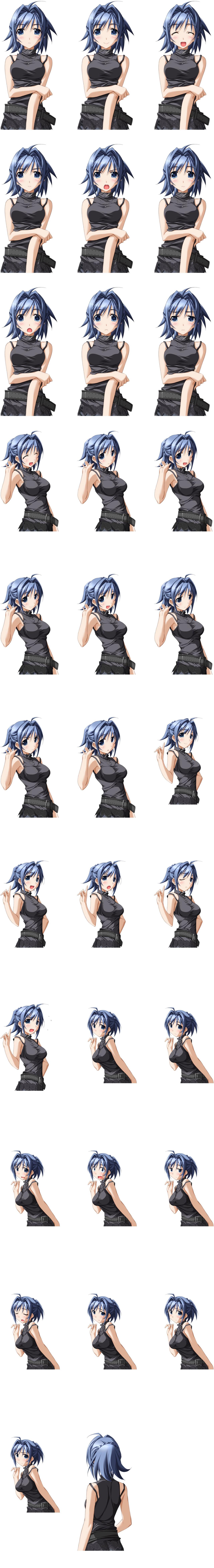 明天的七海和你相逢御姐里佳平静、惊讶、寂寞、生气、悲伤、害怕的正面、侧面、背面人物立绘32张拼图