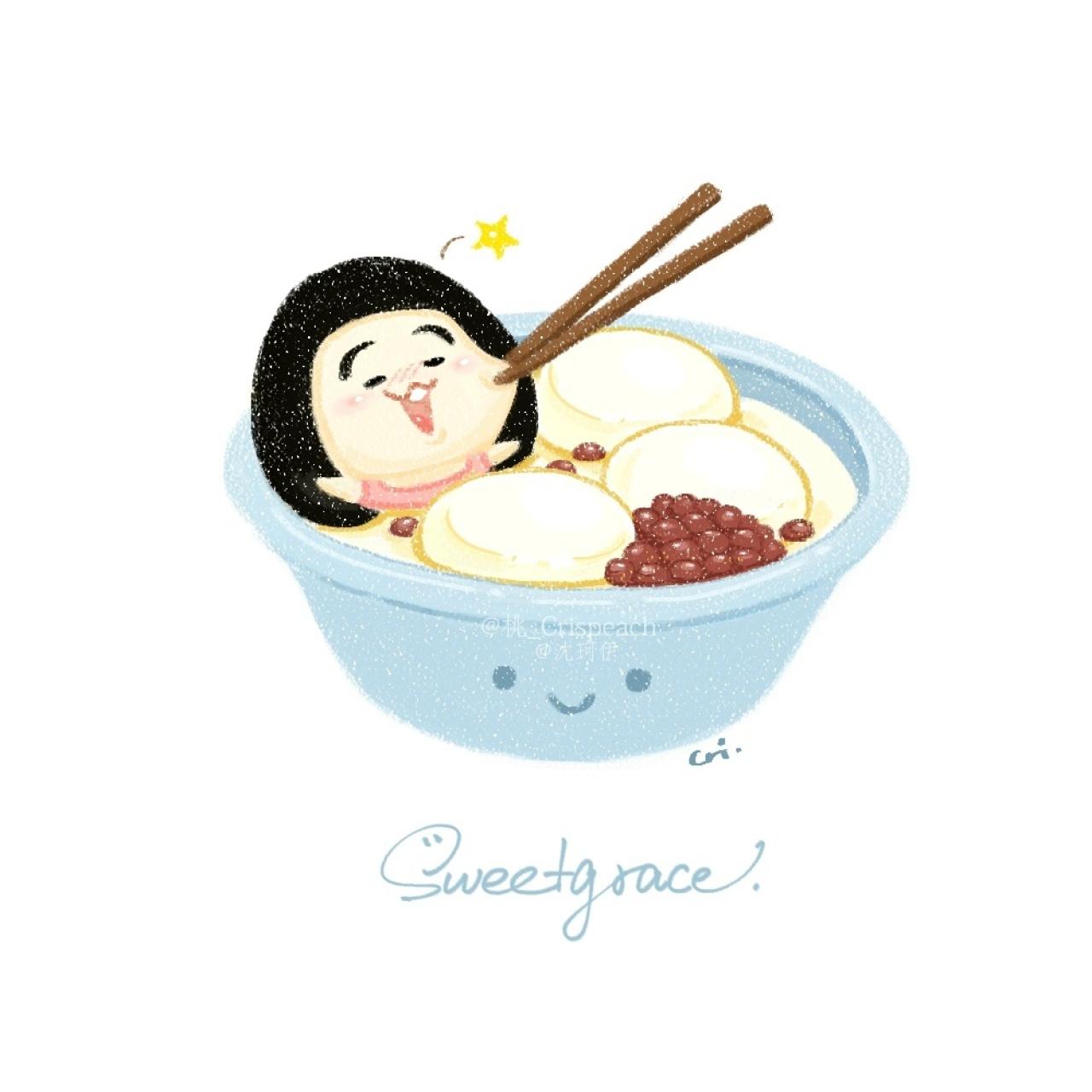 筷子夹汤圆的姐姐头像