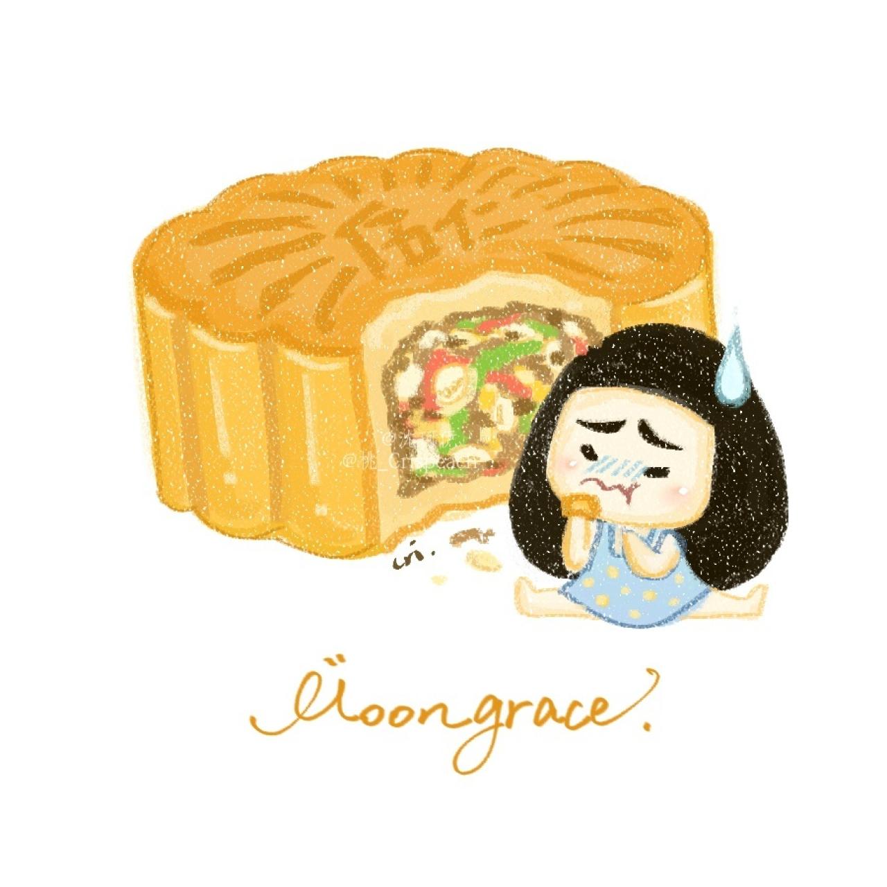 姐姐吃着五仁月饼，感觉不好吃的样子头像