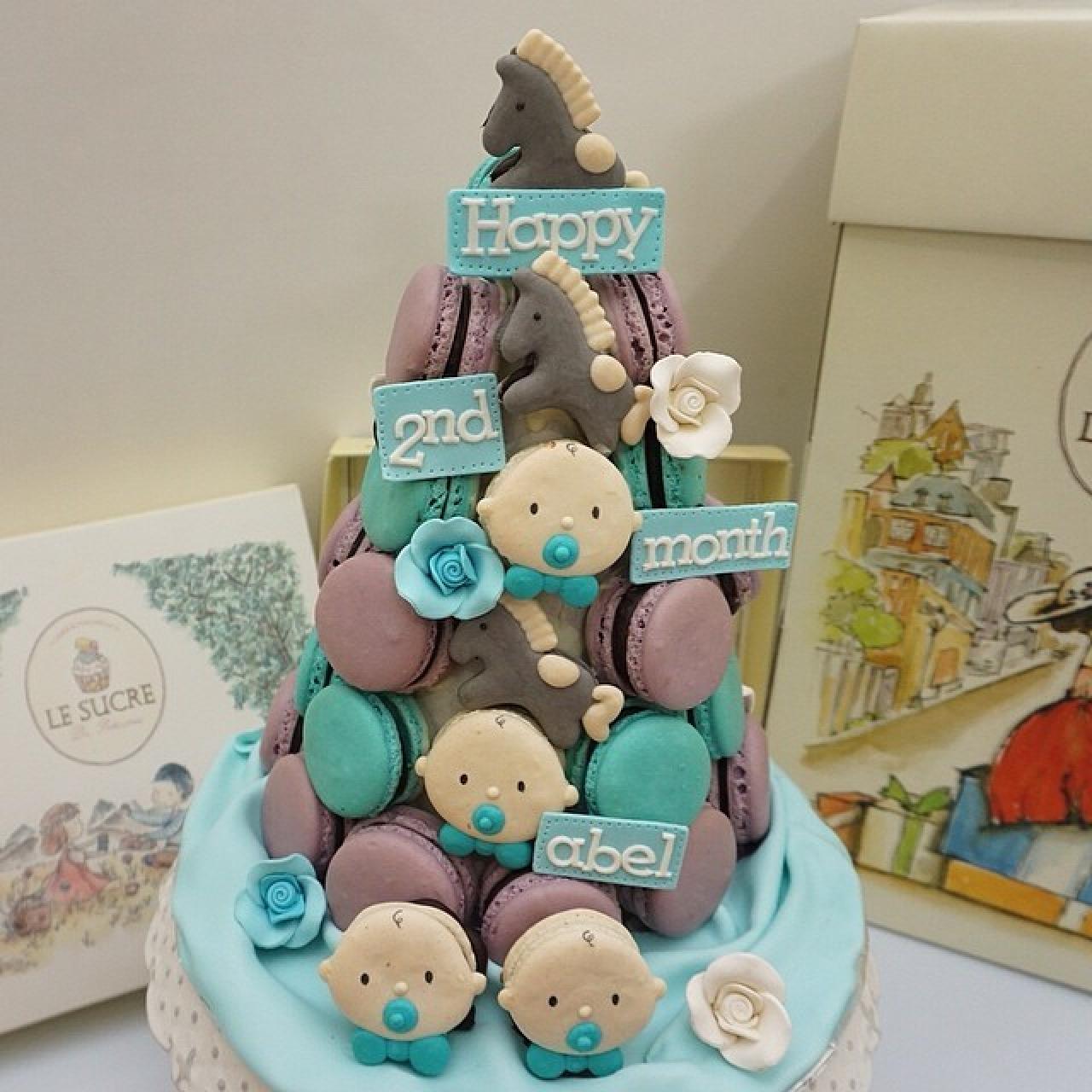 送给两个月大的婴儿的奶嘴宝贝马卡龙生日蛋糕