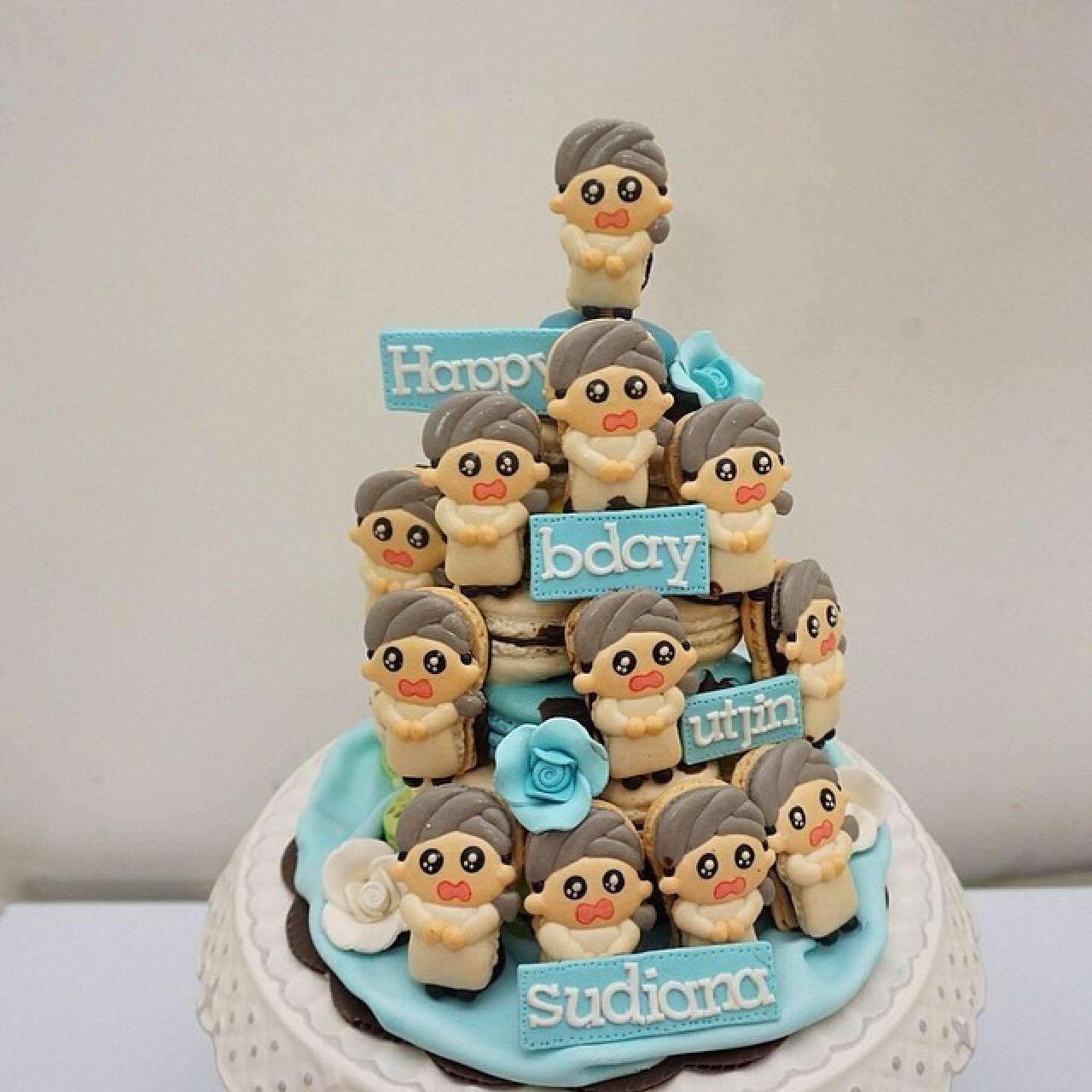 送给奶奶的银发老人马卡龙生日蛋糕