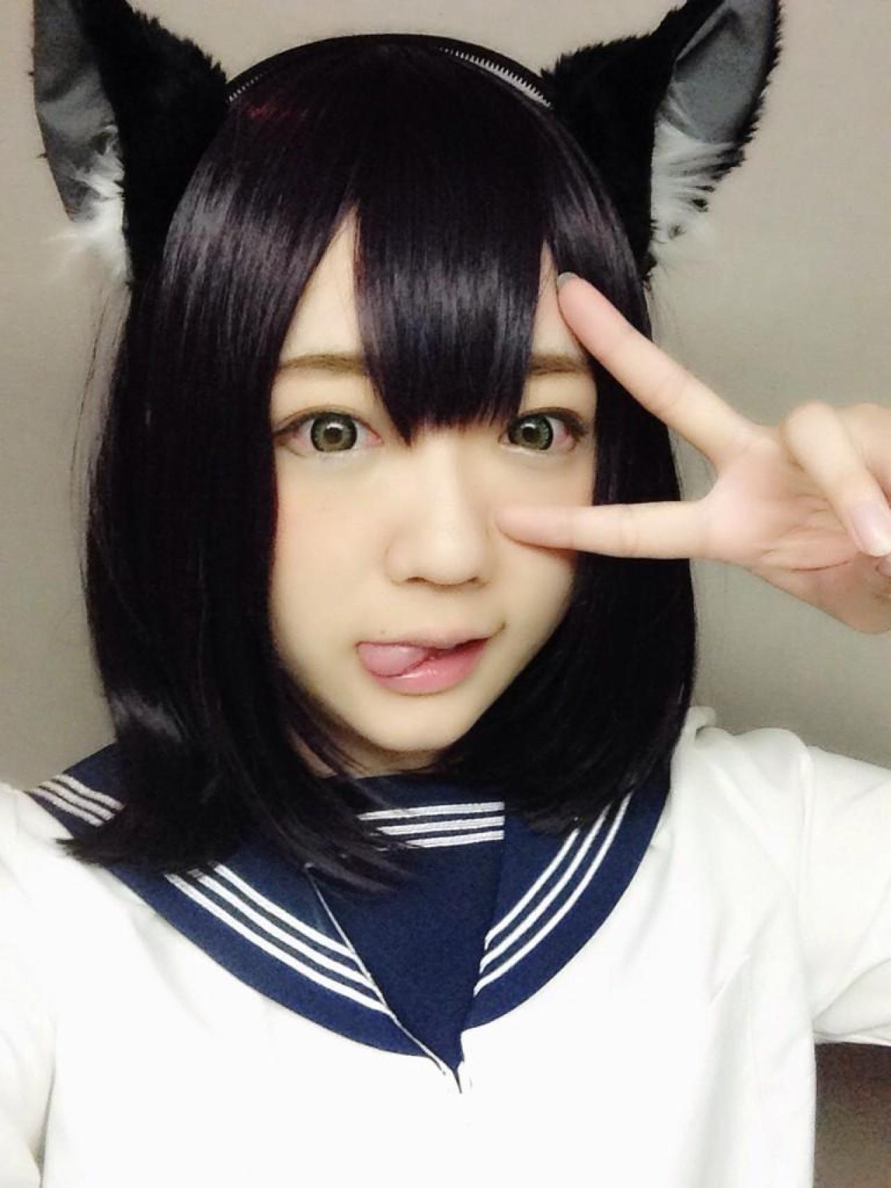 やんころ水手服猫耳早安自拍照
