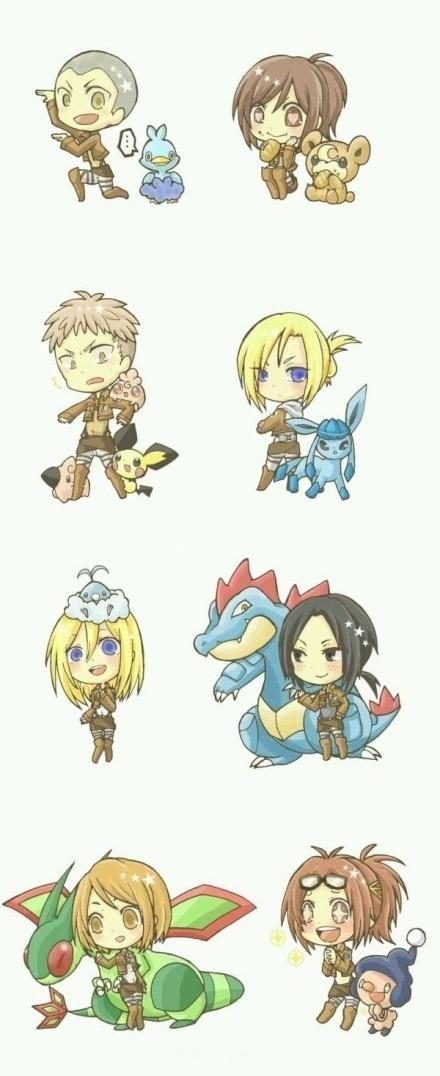 后八位Q版进击的巨人和他们的口袋妖怪