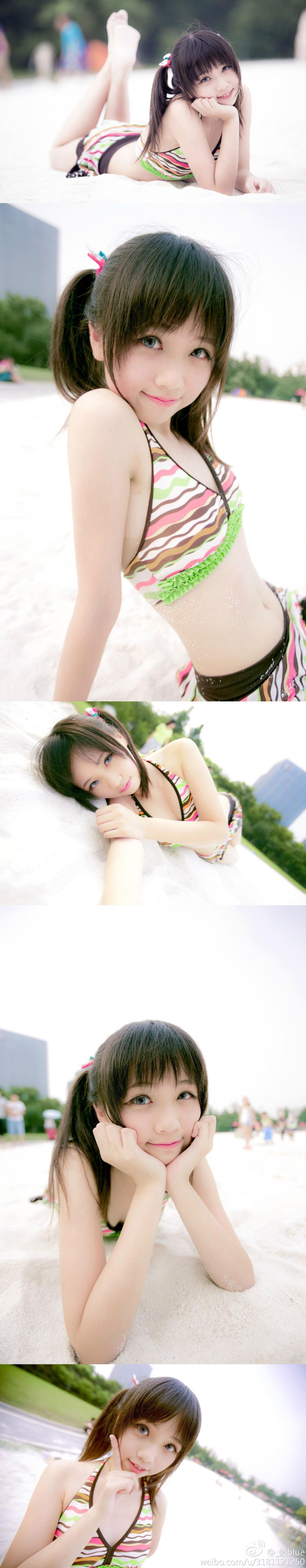 髅蓝日常泳装摆拍组图 水稻拍摄