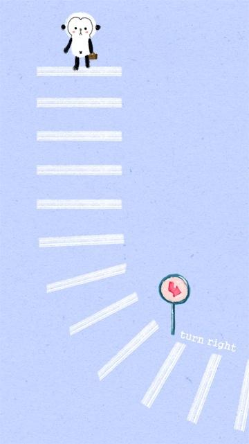 走着斑马线过马路的小猴子 手机壁纸