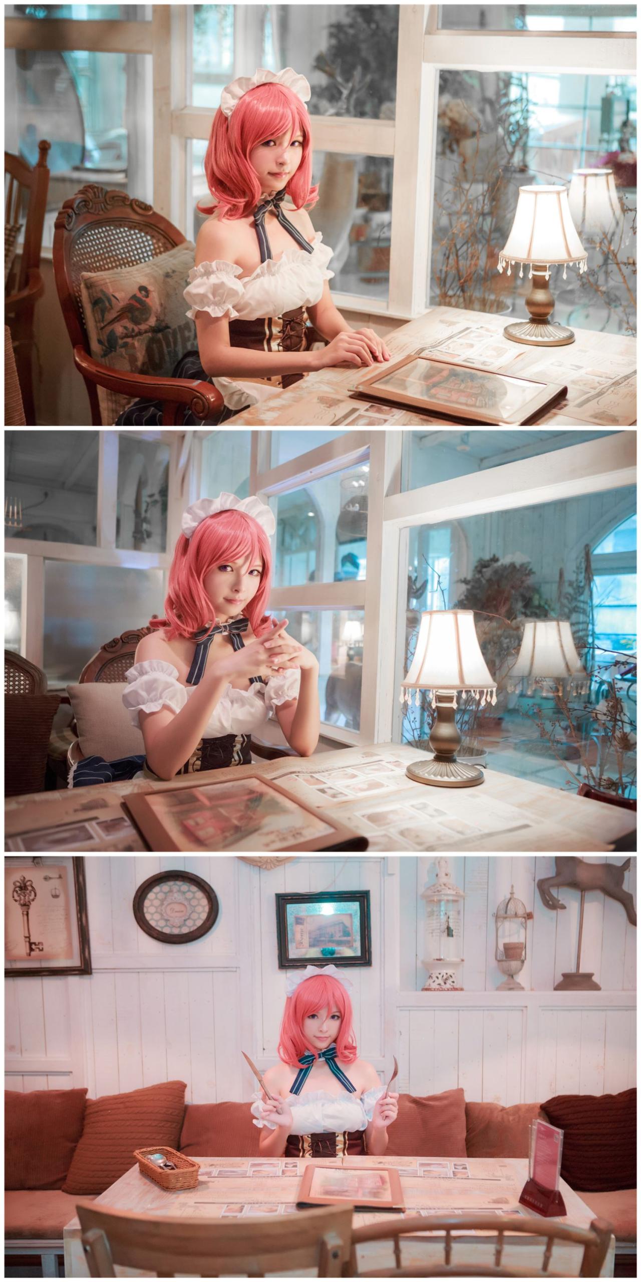 icey扮演西木野真姬坐在餐桌旁